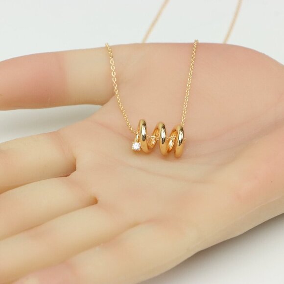 Minimal Spiral Pendant Rose Gold Necklace, XPNL0221 - Picture 5 of 13